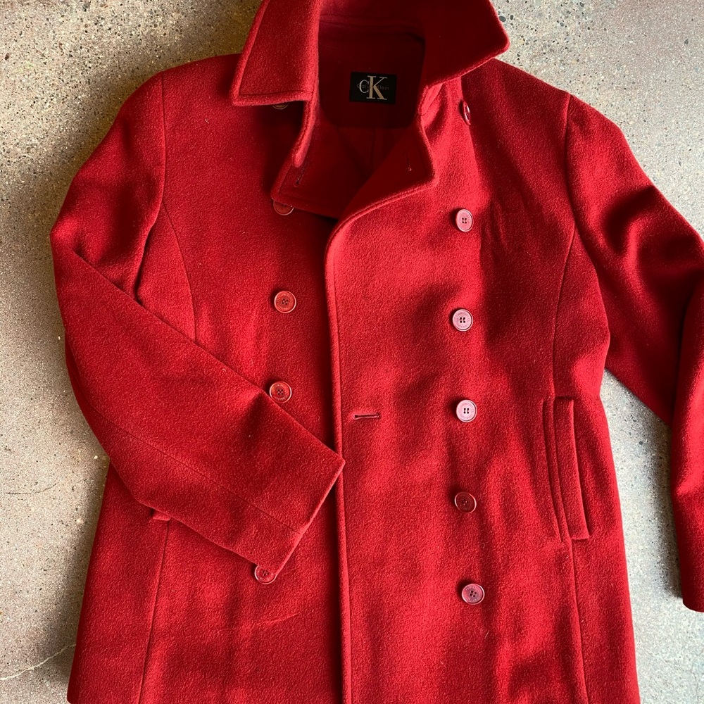 Red Wool Peacoat